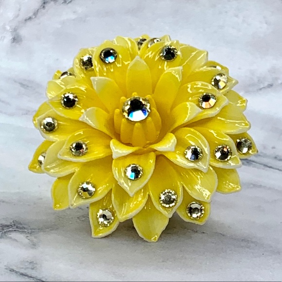 Tarina Tarantino Yellow Dahlia Vintage Flower Ring
